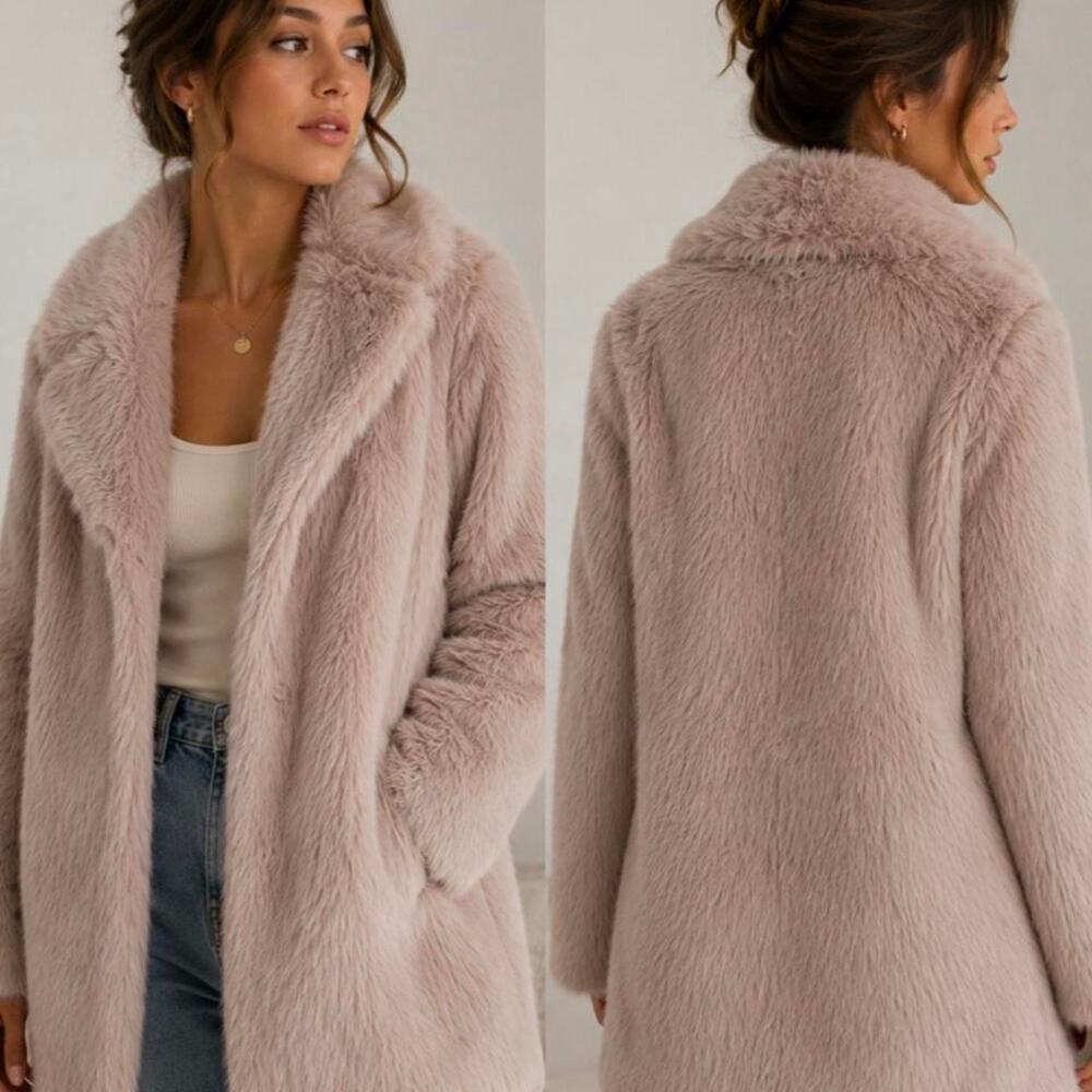 🩷 Dusty, pink fur coat by Cozypoin Collection Faux Fur Coat – Size Large